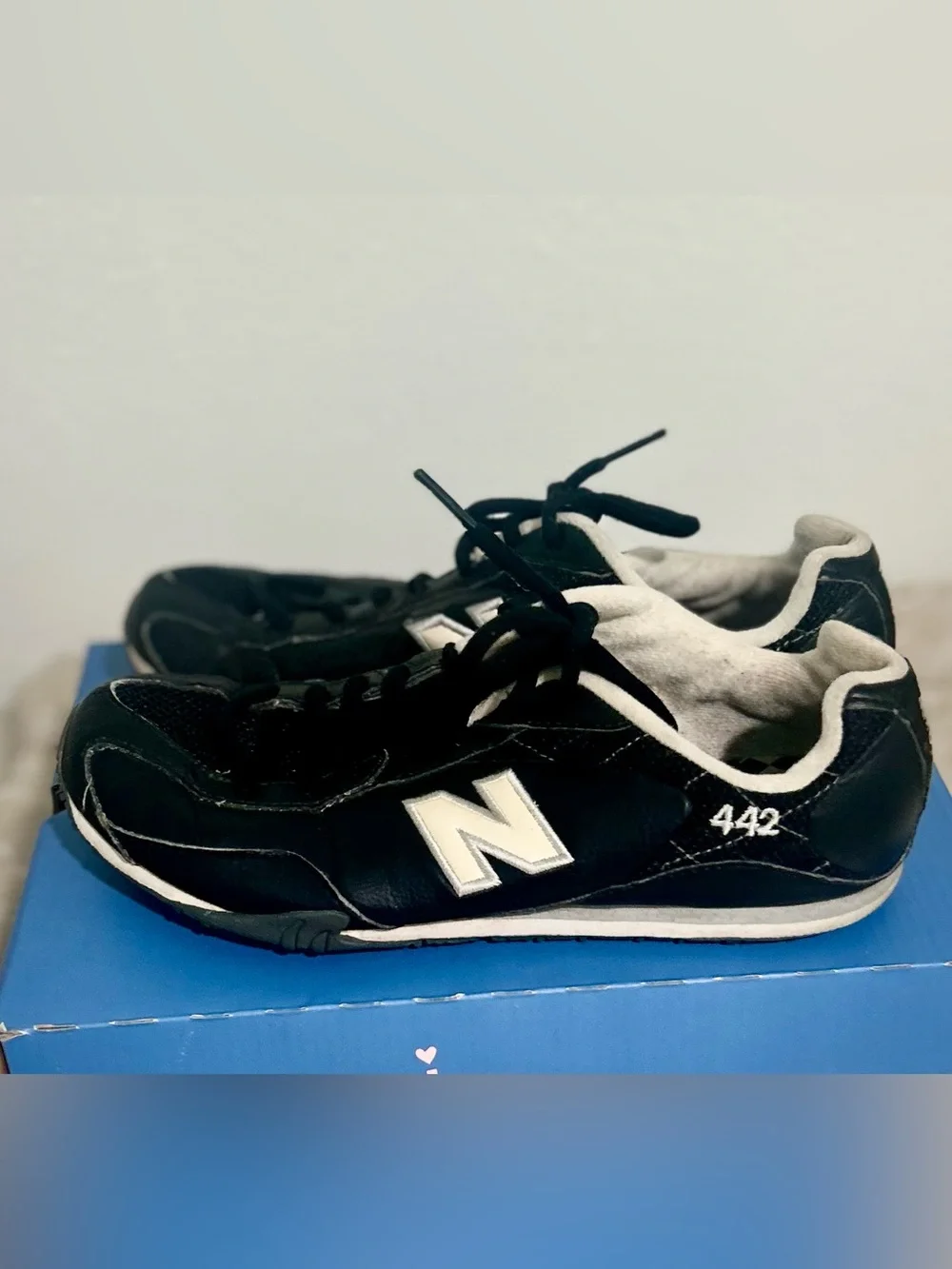 Vintage New Balance 442 Black Low Top Lace-Up Argyle Athletic Sneaker 8 CW442BS - Picture 5 of 8